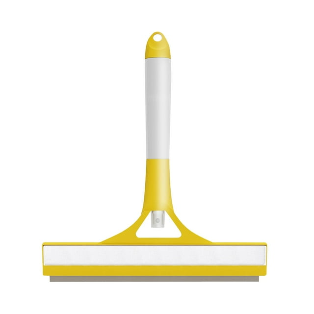 Multi-Function Window Squeegee 9.06in with Detachable Spray Bottle TPR Soft Blade Streak-Free Glass Shower Mirror Cleaning Tool (Yellow)
