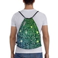 thumbnail image 2 of Drawstring Backpack - Green Disco Lights Splash Proof Small Drawstring Gym Bag for Women Men, Cinch Sports String Bag Backpack for Travel Swimming Beach, 2 of 8