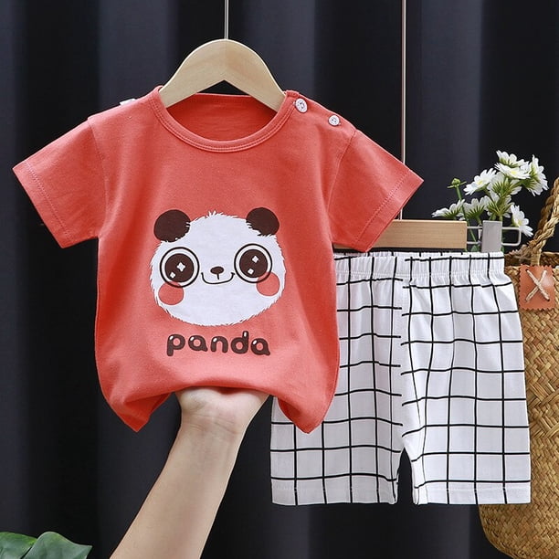 Ropa de verano para niños, Conjunto de camiseta y pantalón para bebé, traje de manga corta de dibujos animados, conjunto de 2 piezas qym unisex
