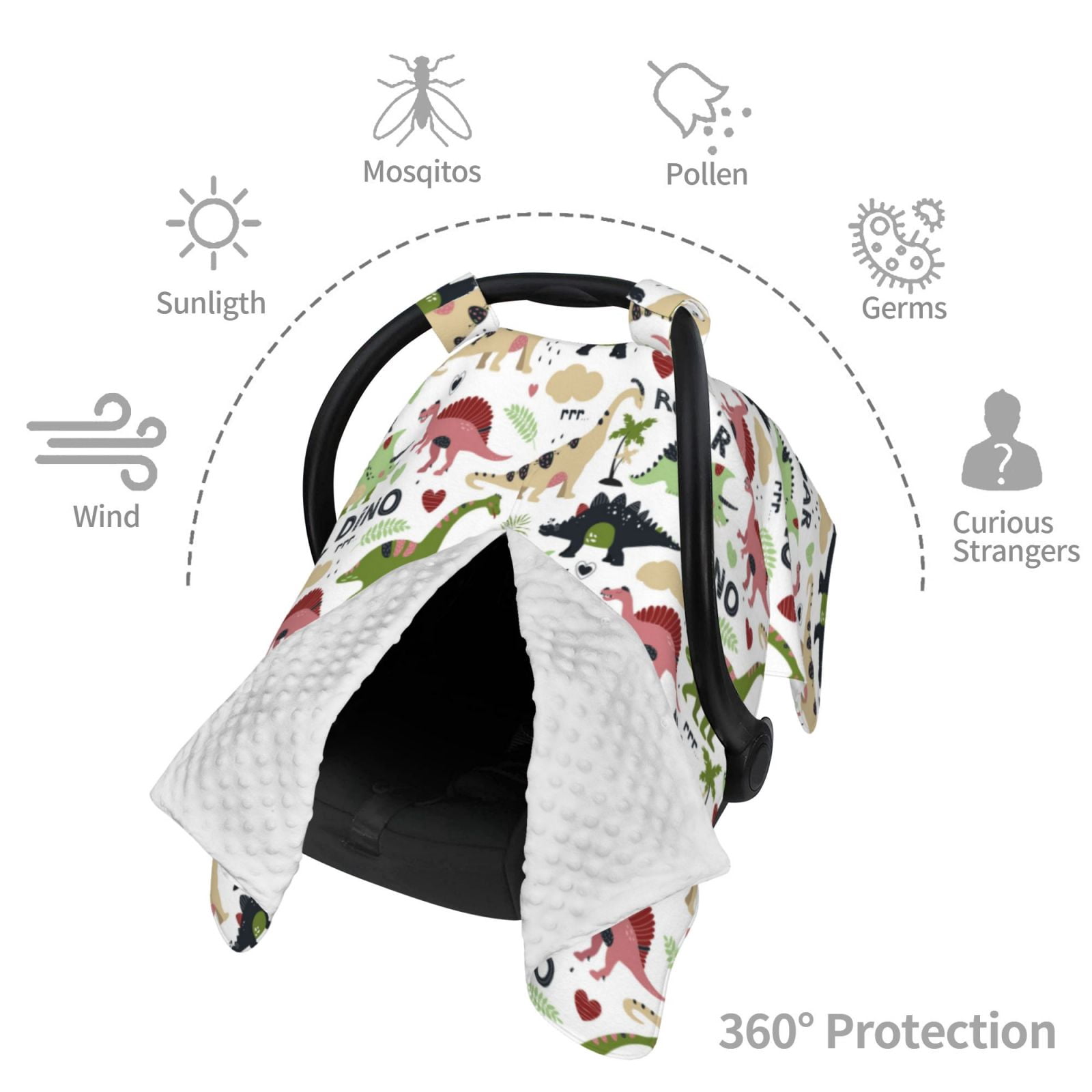 Car Seat Cover Baby - Dinosaur print B Breathable Infant Car Seat Cover for Baby Carseat, Lightweight Comfort Baby Essentials Must Haves Newborn Stuff for Girl Boy