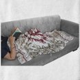 thumbnail image 6 of Art Soft Flannel Fleece Throw Blanket, Retro Style Eagle Heart Chief Trail Grunge Effect and Geometric Motif, Cozy Plush for Indoor and Outdoor Use, 60" x 80", Sage Green Ruby and Tan, by Ambesonne, 6 of 6