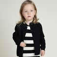 thumbnail image 5 of Girls Uniform Slim Fit Crewneck Cardigan Sweater Black 5, 5 of 8