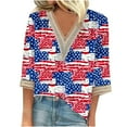 thumbnail image 2 of Xdegoge 4th of July Shirts Women 3/4 Sleeve Tops Patriotic American Flag Shirt Star Graphic Striped Blouse Usa T Shirt Independence Day Womens Summer Tops L My Orders, 2 of 5