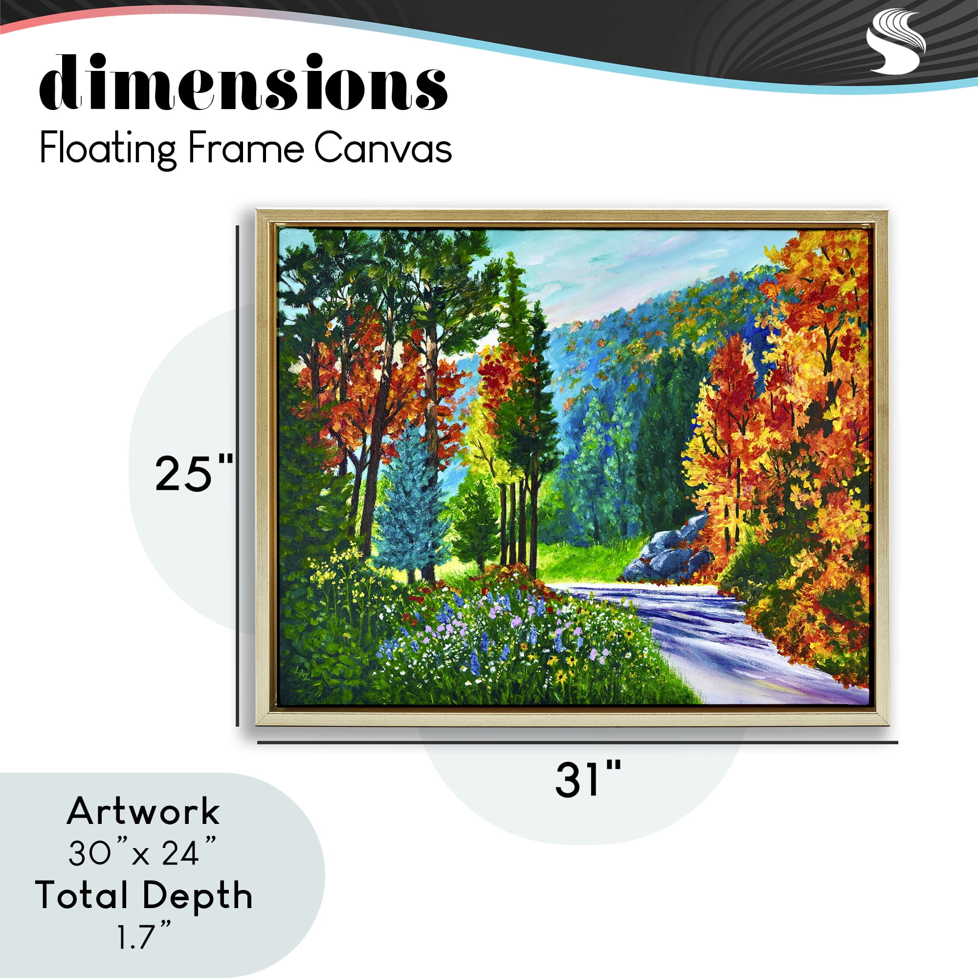 Stupell Industries Sunlit Autumn Woodland Pathway Gold Framed Floater Canvas Wall Art, design by Lee Ann Zirbes