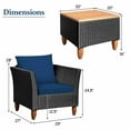 thumbnail image 6 of Resenkos 3 Pieces Outdoor Patio Rattan Furniture Set with Coffee Table and Cushions-Blue, 6 of 8