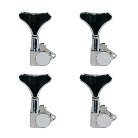 Seismic Audio Set of 4 Universal Chrome 2x2 Tuners - 2x2 Bass Guitar Machine Heads Tuning Keys Silver -