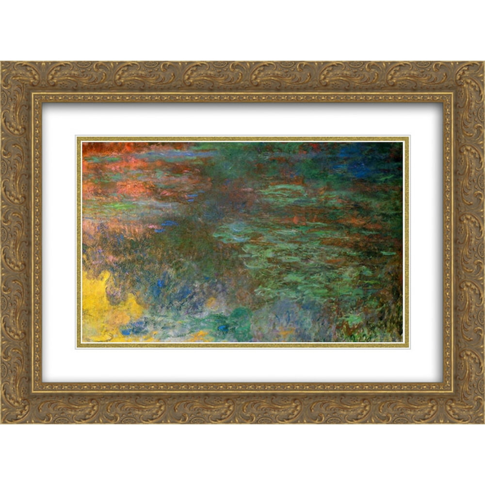 Claude 2x Matted 24x20 Gold Ornate Framed Art Print 'Water Lily