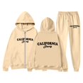 thumbnail image 2 of Women's Casual Tracksuit Set Letter Print Drawstring Hoodie Jogger Pants Long Sleeve Zip Up Outfit With Pockets Comfortable Stylish Winter Wear, 2 of 2
