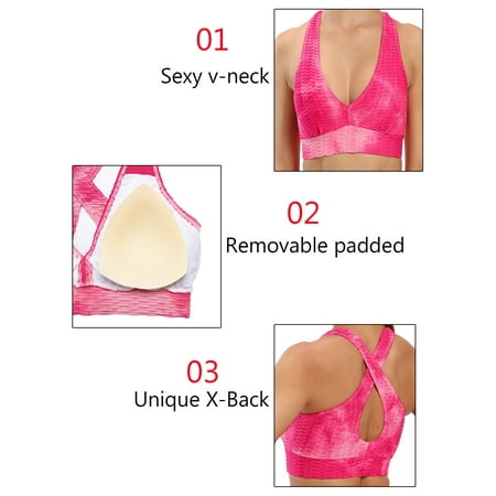 

Womens Ultra Quick Dry Sports Bra X-Back Yoga Bra Wireless Yoga Bralette Tops with Removable Padded