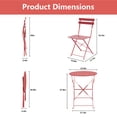 thumbnail image 4 of Yardgrace 3-Piece Folding Patio Bistro Set, Small Metal Outdoor Table and 2 Chairs Set, Weather-Resistant Balcony Furniture, No Assembly Required, Red, 4 of 8