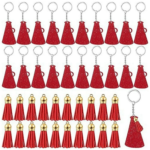 40 Pcs Acrylic Cheer Keychains with Cheerleading Team Gift Grad(Glitter Red)