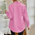 thumbnail image 4 of WFJCJPAF 2025 New Product Blouses for Women Long Sleeve Button Down,Women's Fashionable Casual Long Sleeve Striped Shirt Button Lapel Top - Pink XL, 4 of 4