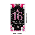 thumbnail image 2 of Black Background Banner with Pink White Balloons Glitter Stars Crown and Sparkling 16 for Sweet 16 Birthday Party Decoration Photography Props Backdrop Happy Birthday Party Supplies Decorations, 2 of 7