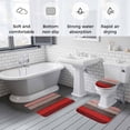 thumbnail image 5 of Red Grey Bath Mat 3 Piece Bathroom Rug Set, Vintage Stripe Farmhouse Wood Grain Ombre Non Slip Bath Rug Contour Mat and Toilet Lid Cover, Absorbent Shower Mats Soft Bath Rugs and Mats Sets, 5 of 8