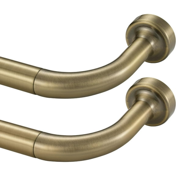 2 Pack Wrap Around Curtain Rod for Windows 28-120", Internal Splicing 1 Inch Diameter Disc, Adjustable Room Darkening Curtain Rod with Aluminum Finials and Brackets, Antique Bronze