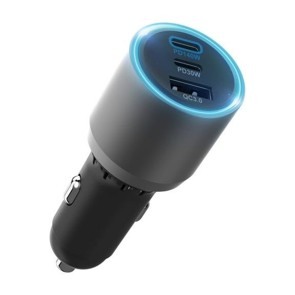 TYPE S Charge & Glow 140W High Power 3-in-1 Car Charger for Laptop and Tablet Computers. Power Delivery 3.1 (PD 3.1) Compatibility, Glow-in-the-Dark Design, AC534549
