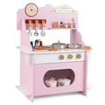 thumbnail image 1 of Gymax Pretend Play Toy Kitchen Set w/Clock Stove Spice Rack Faucet & Sink & Oven Pink & White, 1 of 10
