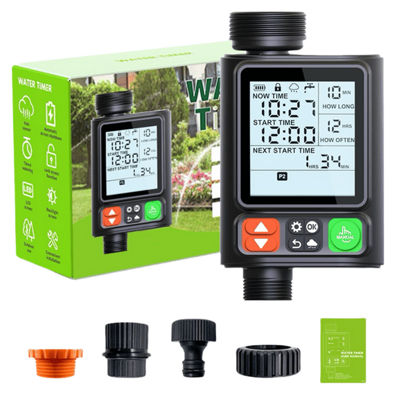 Sprinkler Timer,1-Zone Programmable Digital Irrigation Hose Water Timer with Rain Delay,3.3“ Large LCD Programs Drip Irrigation System for Plant,Yard,Lawns