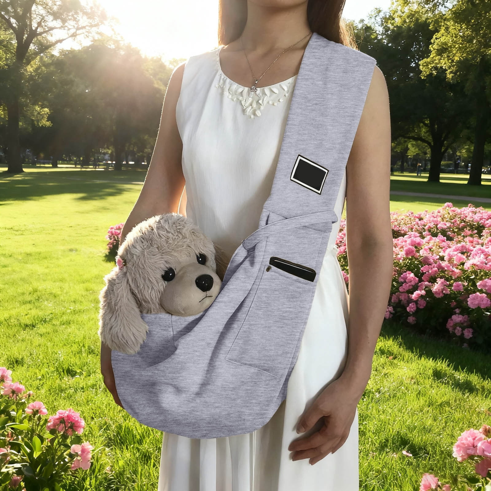 Sling Reversible Puppy Purse Storage Pocket | Hands-Free Travel Shoulder Tote for Small Dogs and Cats Ideal for Outdoor Walking and Comfortable Carrying