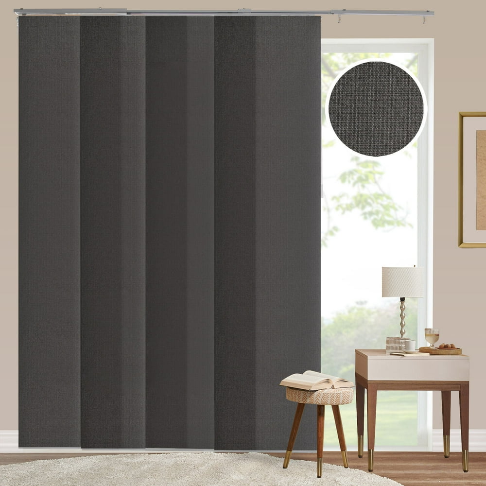 Chicology Black Fabric SemiSheer Vertical Blinds, 96.00" x 86.00
