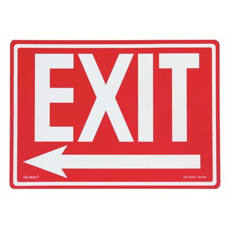 JESSUP GLO BRITE EG-7520-F-103-RN Exit Left Arrow,Rd/PL,14"x10"
