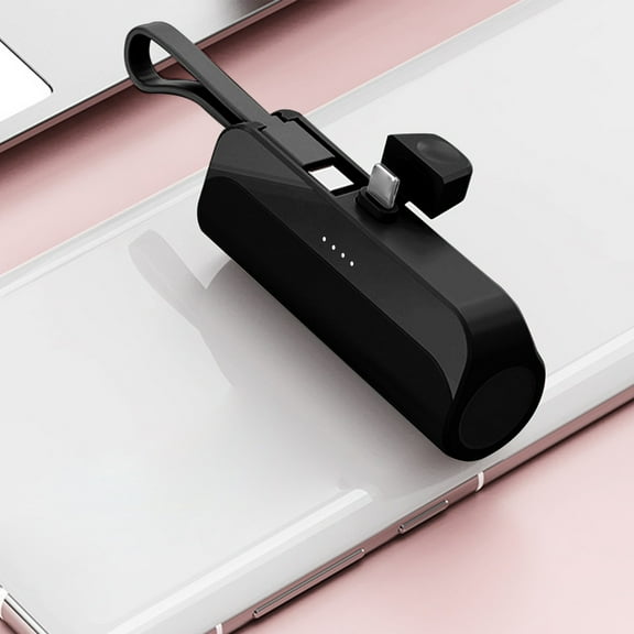 Leodye Introducing the Compact and Portable Capsule Power Bank Your Convenient Charging Solution with 5000mAh Capacity and Built In Cable