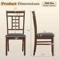 thumbnail image 3 of Costway Rubber Wood Dining Chairs Set of 4 Farmhouse Kitchen Chairs with Lattice Back,, 3 of 9