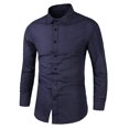 thumbnail image 2 of WREESH Men's Dress Shirts with Button Down Collar Long Sleeve Polka Dot Shirts for Men's Formal Pocketless Printed Tops Navy, 2 of 4