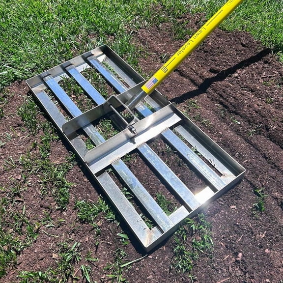 Rocklin Lawn Leveling Rake 22 x 10 Stainl Steel Levelawn Tool with 78 Handle Smooth Level Soil Sand or Grass Durable Leveling Tool for Lawn Yard and Garden