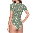 thumbnail image 4 of The Xecao Mushrooms Gnome Women's Crew Neck Body Suit, a short-sleeved bodysuit and basic swimsuit, both comfort and style for dating and daily life, 4 of 9