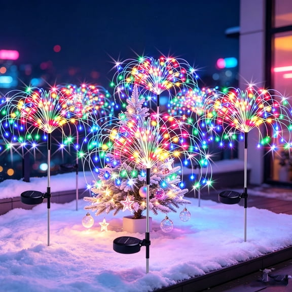 TTJ 60 LED Multicolor Garden Stake Lights,Outdoor Solar Holiday Decor,Multicolor Christmas Lights with Flexible Copper Wire,Waterproof Solar Yard Lights for Patio,Lawn,Holiday Decor