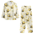 thumbnail image 2 of DISNIMO Bee Daisy Printed Women's 2 Piece Lounge Sets Casual Loose Sleepwear Long Sleeve Button Down Nightwear with Long Pajama Pants Casual V Neck Loungewear, XL, 2 of 7