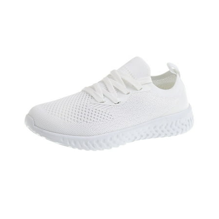 

TOYFUNNY Womens Solid Color Lace-Up Breathable Flyknit Sneakers