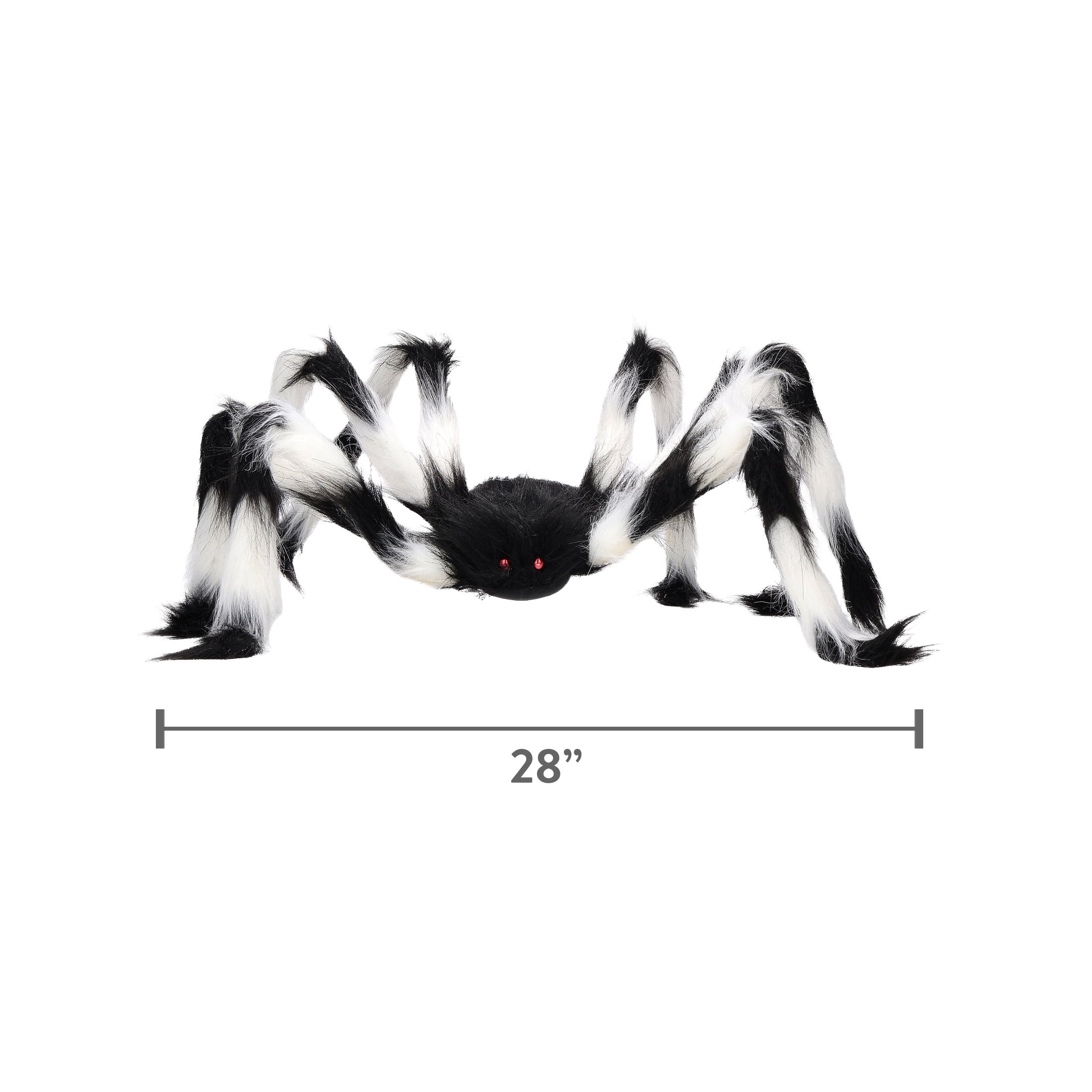 Furry Spider Decoration, Black and White, 28", Halloween by Way To Celebrate