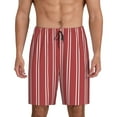 thumbnail image 2 of Rocae Stripes Red White for Men's Soft Sleep Pajama Shorts, Waistband and Pockets, 2 of 9