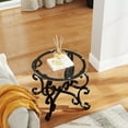 thumbnail image 3 of Tcbosik 3-Piece Glass Living Room Table Set - Coffee Table & Side Table with Metal Frame - Round Table Set for Home Office Bedroom - Black, 3 of 10
