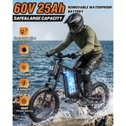 Peak 3000W Electric Dirt Bike for Adults,60V 25Ah,Max 100Miles & 37Mph App & Anti-Theft Electric Motorcycle,20’’Off Road Tires E-Mountain Bike