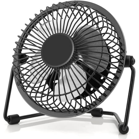 

NOGIS 4 Inch Small USB Desk Fan Mini Quiet Fan with Metal Construction & Strong Airflow & 360°Adjustable Tilt Angle Personal Cooling Fan for Desktop Office (Black)
