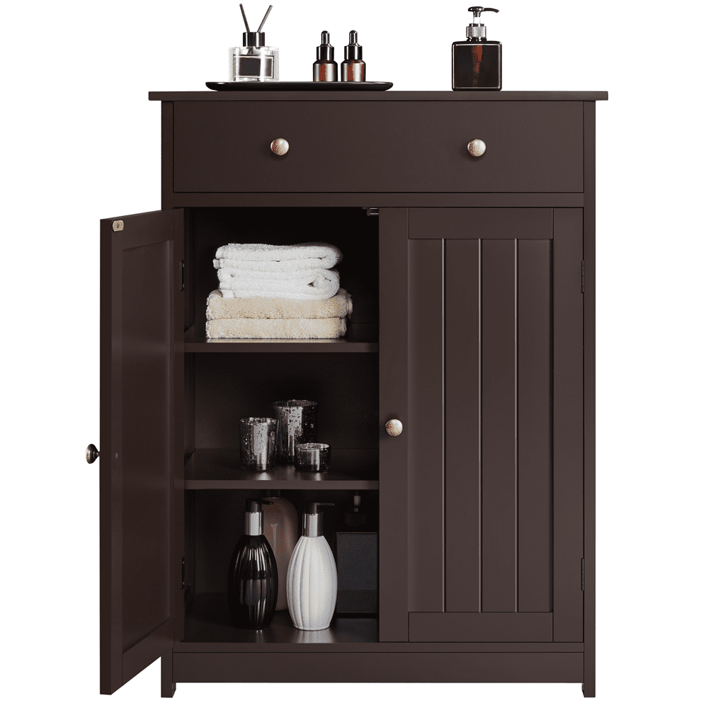 Alden Design 31.5"H Wooden Floor Storage Cabinet with Adjustable Shelf, Espresso