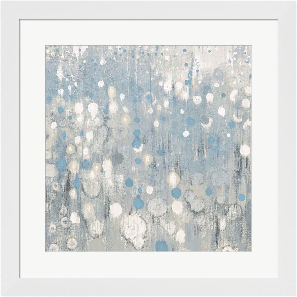 Rain Abstract VI Blue Framed Art with White Mat