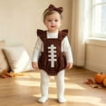 thumbnail image 2 of Xyant Newborn Football Romper Baby Girl Corduroy Overalls Infant Football Onesie Bodysuit Game Day Outfit with Headband,Size 12-18 Months, 2 of 9