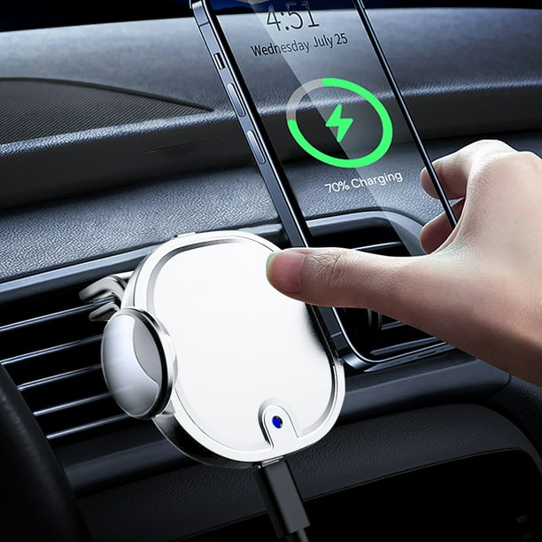 Cargador inalámbrico para coche, soporte para rejilla de ventilación, carga rápida de 15 W, para smartphone, iOS y teléfono.