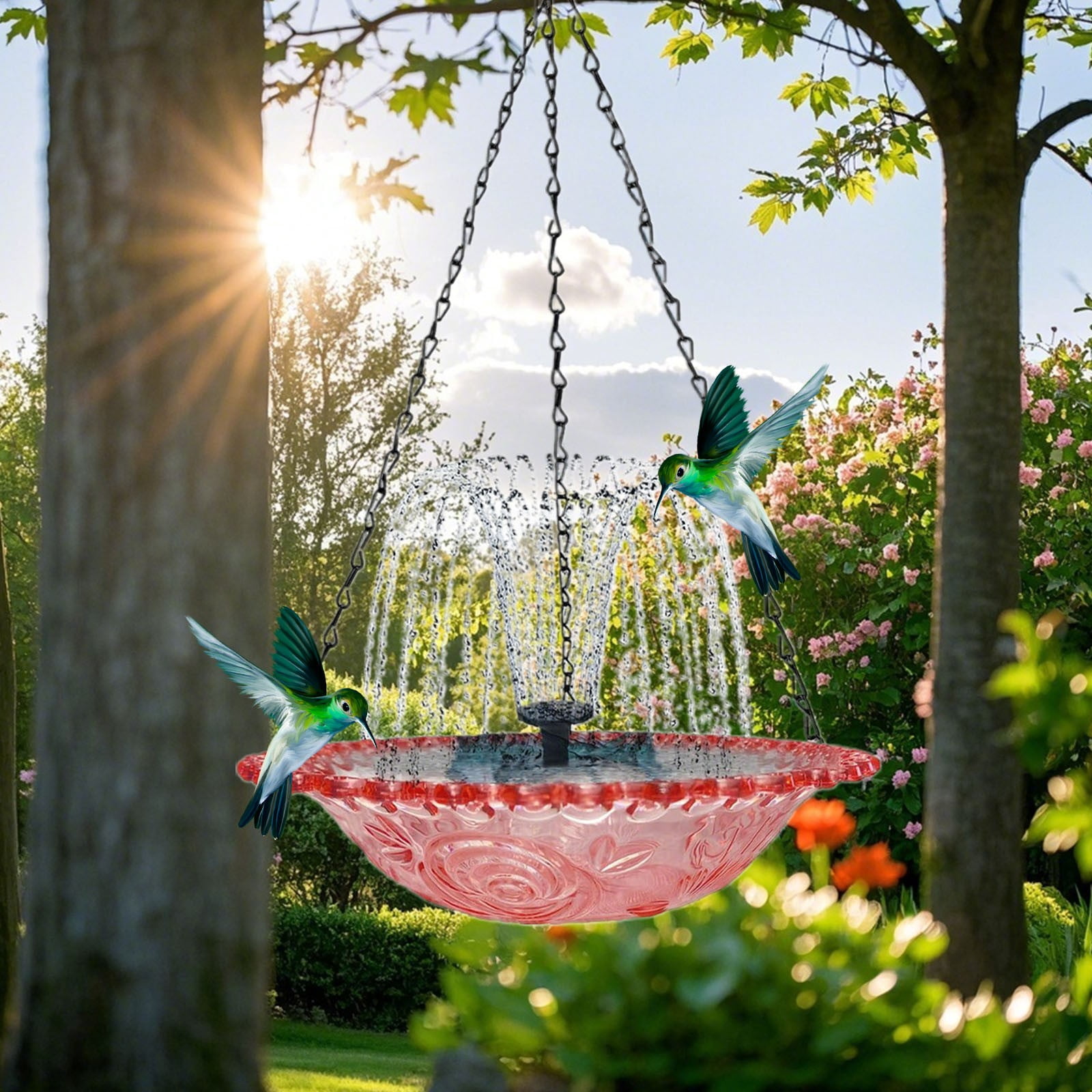 DGQPLPD Hummingbird Feeder and Bird Bath for Outdoors 2-in-1 for Small Birds - Hummingbird Bath Fountain