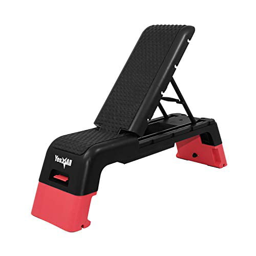 walmart.com | Yes4All Multifunctional Fitness Aerobic Step Platform/Aerobic Deck, Household Step Workout Bench for Home Gym (Red/Black)