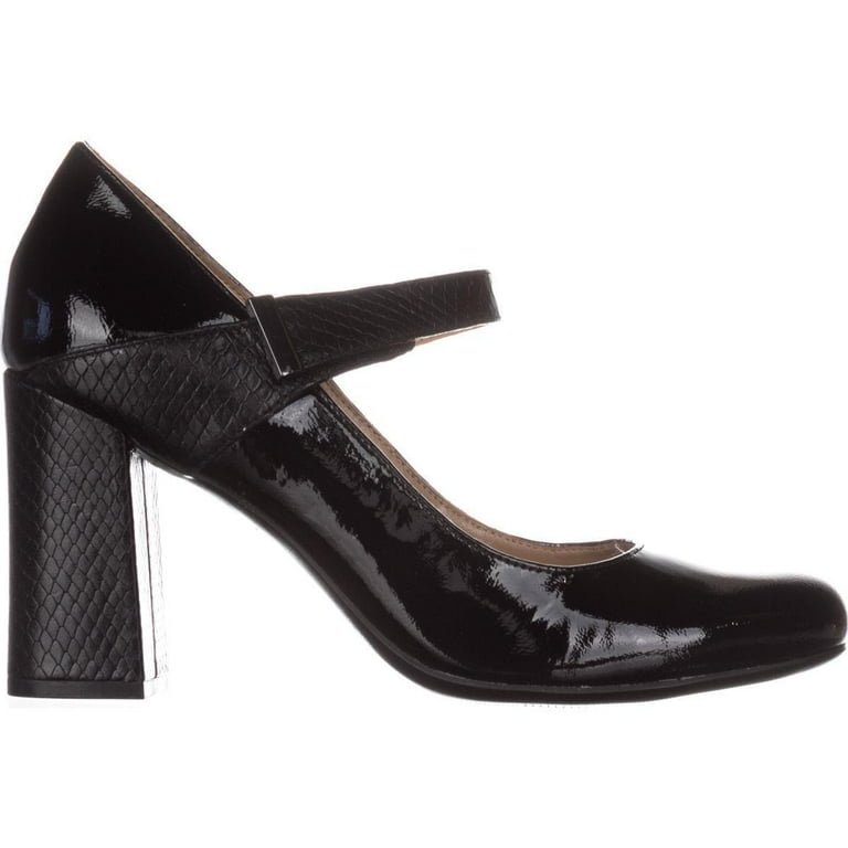 Womens naturalizer Reva Dress Mary Jane Heels Black Patent Snake