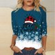 thumbnail image 1 of Puntoco Blusa de manga 3/4 con cuello redondo y estampado navideño para mujer, 1 of 5