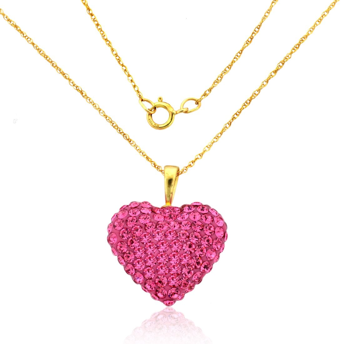Avora Jewelry 10k Yellow Gold Pink Swarovski Crystal Elements Heart Pendant Necklace With 18 Chain Walmart Com Walmart Com