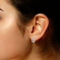 thumbnail image 5 of 1/3 Cttw Round Cut Diamond Huggie Hoop Earring Jewelry Gift For Womens (0.33 cttw) In 14K White Gold Over Sterling Silver, 5 of 5