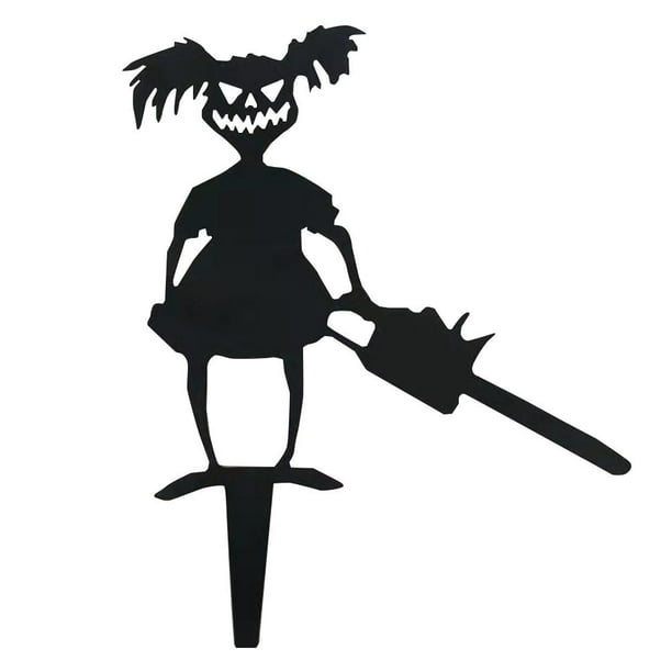 Silueta De Metal Para Niña Y Niño, Accesorios De Halloween, Silueta De Estaca De Jardín Para Maceta De Césped sonducket HA039818-02
