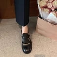 thumbnail image 4 of British style, literary, retro, old-fashioned, small leather shoes, thick soles, genuine leather, single shoes, large size., 4 of 6